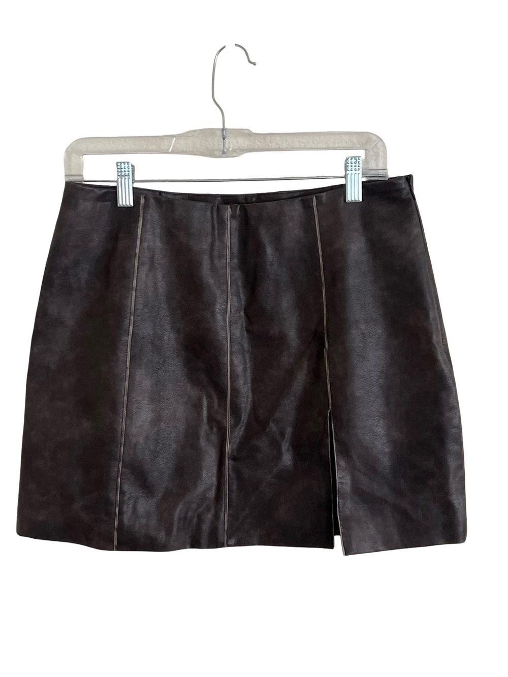 Lisa Says Gah Macey Faux Leather Mini Skirt in Vintage Black Medium